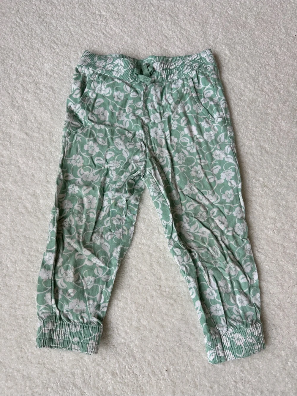 Janie and Jack Mint Green Floral Jogger Pants